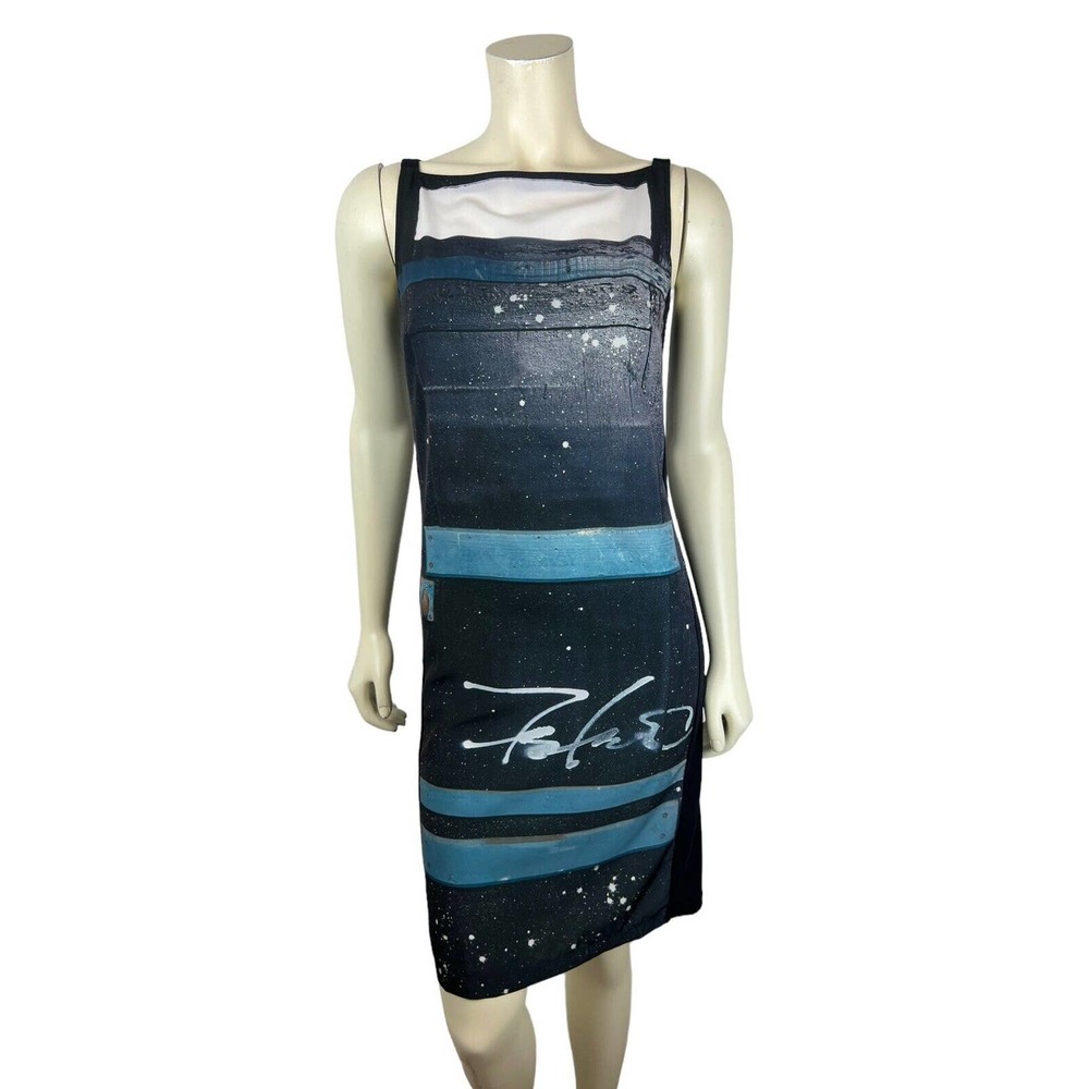 RARE AGNES B Prestige Paris Digital Printed Dress 1 Sleeveless Boat Neck Small